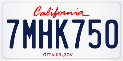 CA license plate 7MHK750
