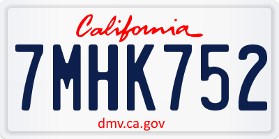 CA license plate 7MHK752