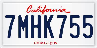 CA license plate 7MHK755
