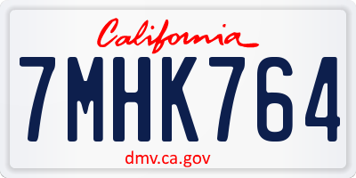 CA license plate 7MHK764