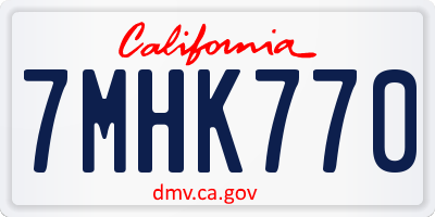 CA license plate 7MHK770