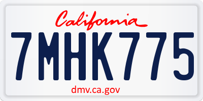 CA license plate 7MHK775