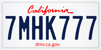 CA license plate 7MHK777