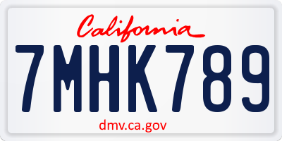 CA license plate 7MHK789