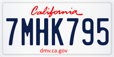 CA license plate 7MHK795