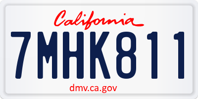 CA license plate 7MHK811