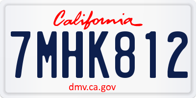 CA license plate 7MHK812