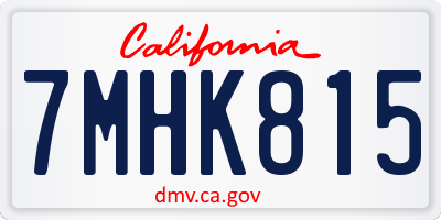 CA license plate 7MHK815