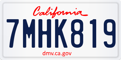 CA license plate 7MHK819