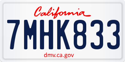 CA license plate 7MHK833