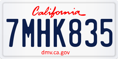 CA license plate 7MHK835