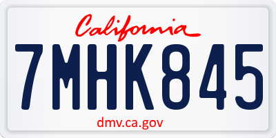 CA license plate 7MHK845