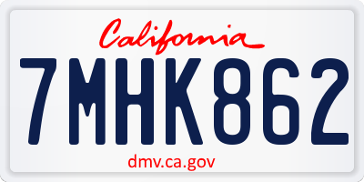 CA license plate 7MHK862