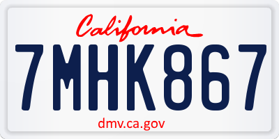 CA license plate 7MHK867