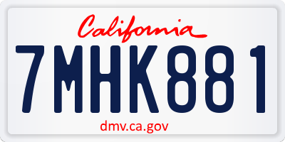 CA license plate 7MHK881