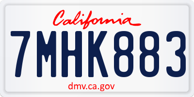 CA license plate 7MHK883