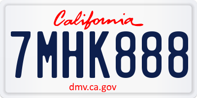CA license plate 7MHK888