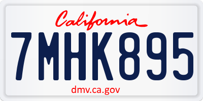 CA license plate 7MHK895