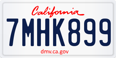 CA license plate 7MHK899