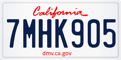 CA license plate 7MHK905