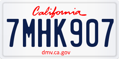 CA license plate 7MHK907