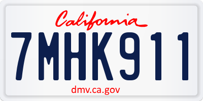 CA license plate 7MHK911