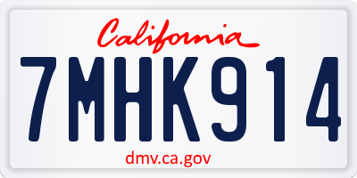 CA license plate 7MHK914
