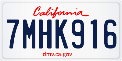 CA license plate 7MHK916