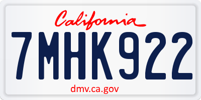 CA license plate 7MHK922