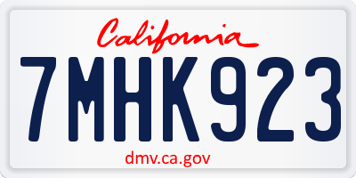 CA license plate 7MHK923