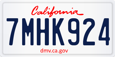 CA license plate 7MHK924