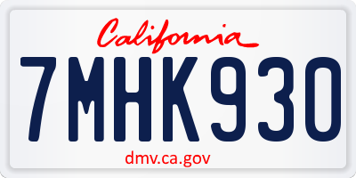 CA license plate 7MHK930