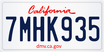 CA license plate 7MHK935