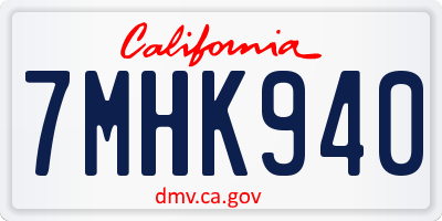 CA license plate 7MHK940