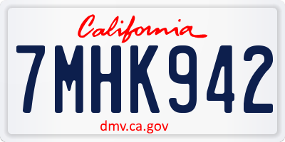 CA license plate 7MHK942