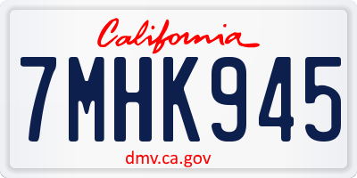 CA license plate 7MHK945