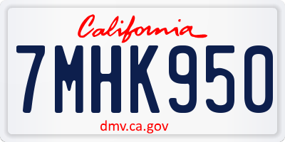 CA license plate 7MHK950