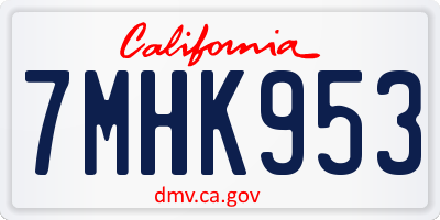 CA license plate 7MHK953