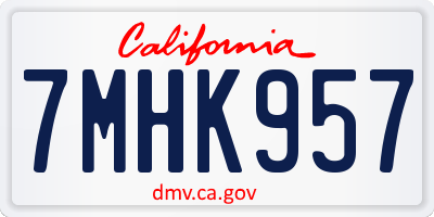 CA license plate 7MHK957