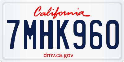 CA license plate 7MHK960