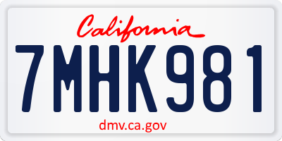 CA license plate 7MHK981
