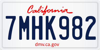 CA license plate 7MHK982