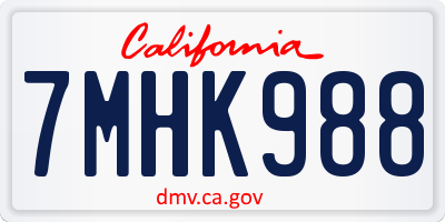 CA license plate 7MHK988