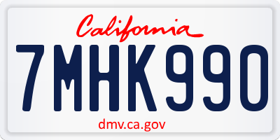 CA license plate 7MHK990
