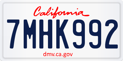 CA license plate 7MHK992