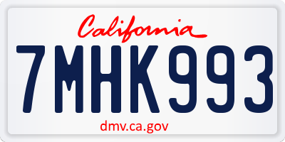 CA license plate 7MHK993