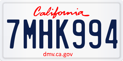 CA license plate 7MHK994