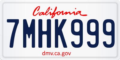 CA license plate 7MHK999