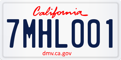 CA license plate 7MHL001