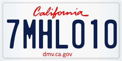 CA license plate 7MHL010